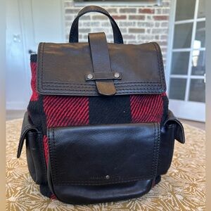 Treasure & Bond WoolPlaid Red and Black Backpack